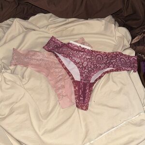 NEW Lucky Brand 2 Women’s lacy thong underwear panties Pink & Purple size M NWT